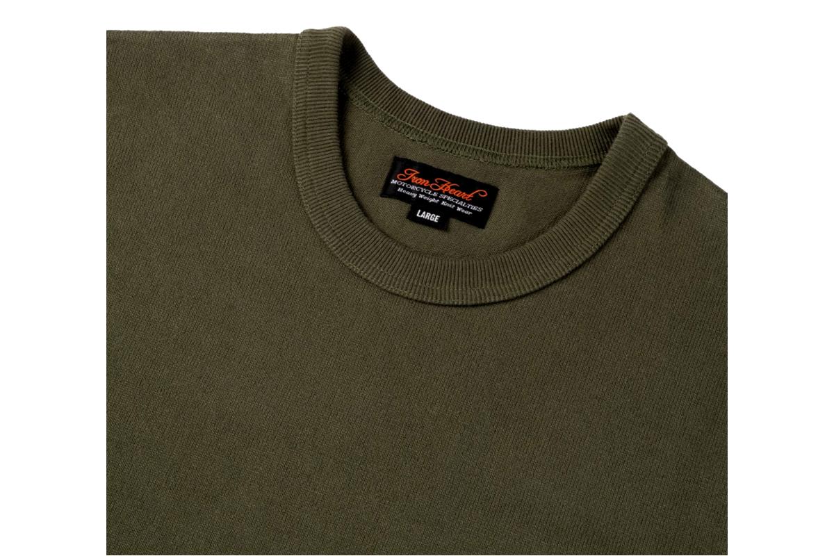 11oz Cotton Knit Crew Neck T-Shirt Olive - T-shirt