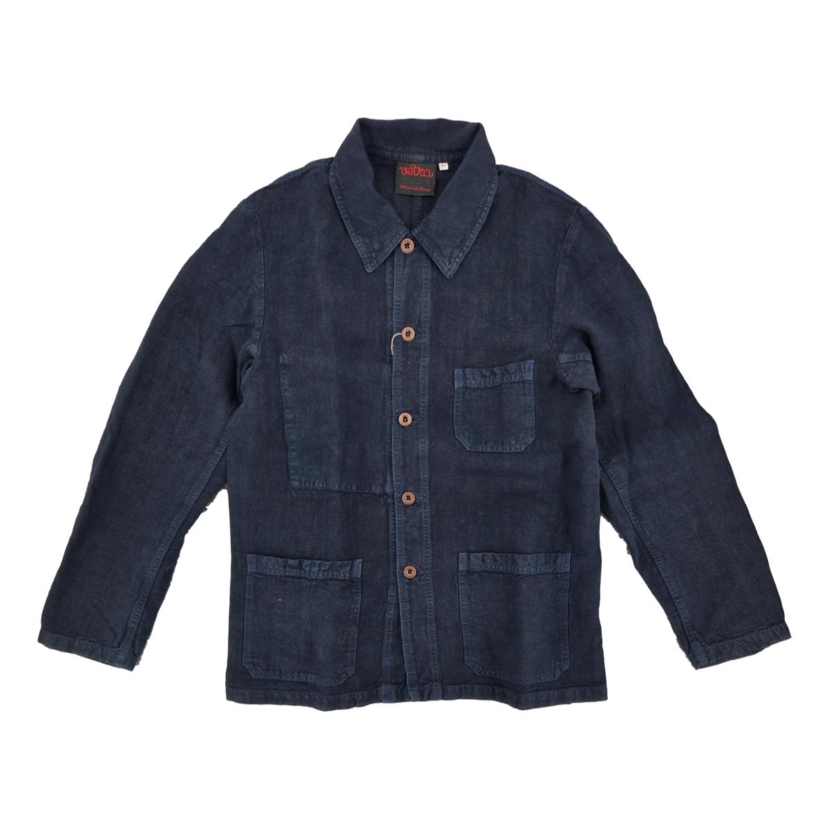 フランス製 VETRA コットンリネン ジャケット ネイビー 42 Vetra Navy Heavy Linen Chore Jacket - MILWORKS