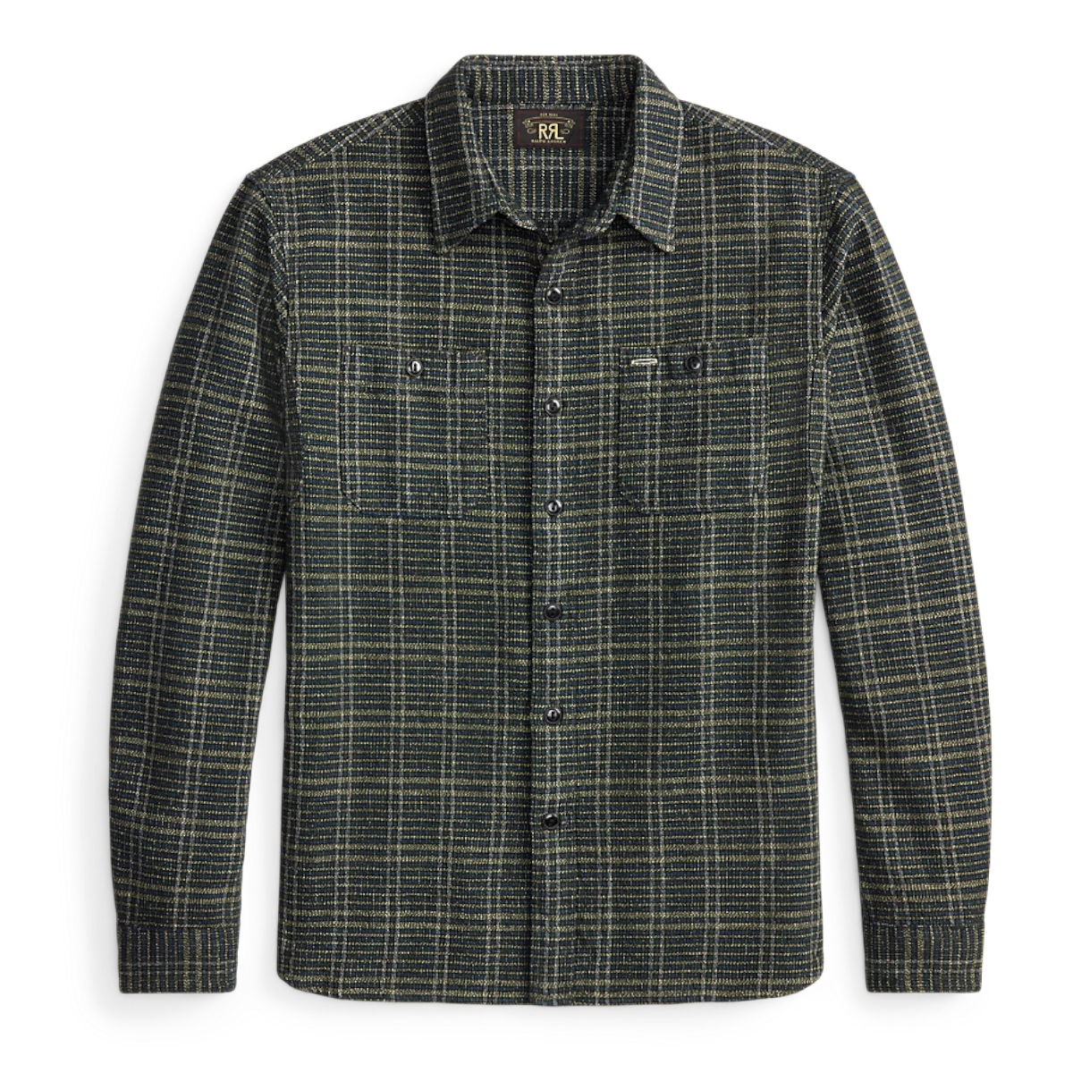 RRL Plaid Woven Workshirt Blue Green - MILWORKS