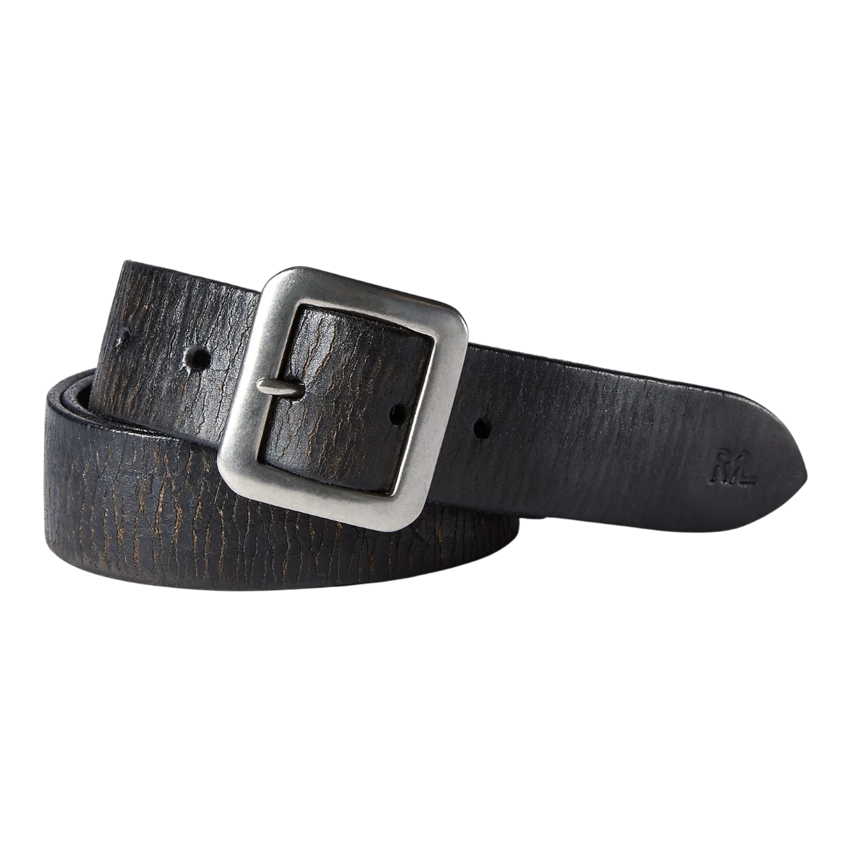 RRL Hand-Burnished Leather Belt Vintage Black - MILWORKS