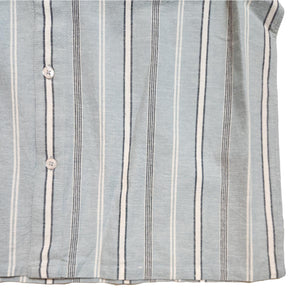Cotton Linen Striped Camp Shirt Lt. Blue - Shirts