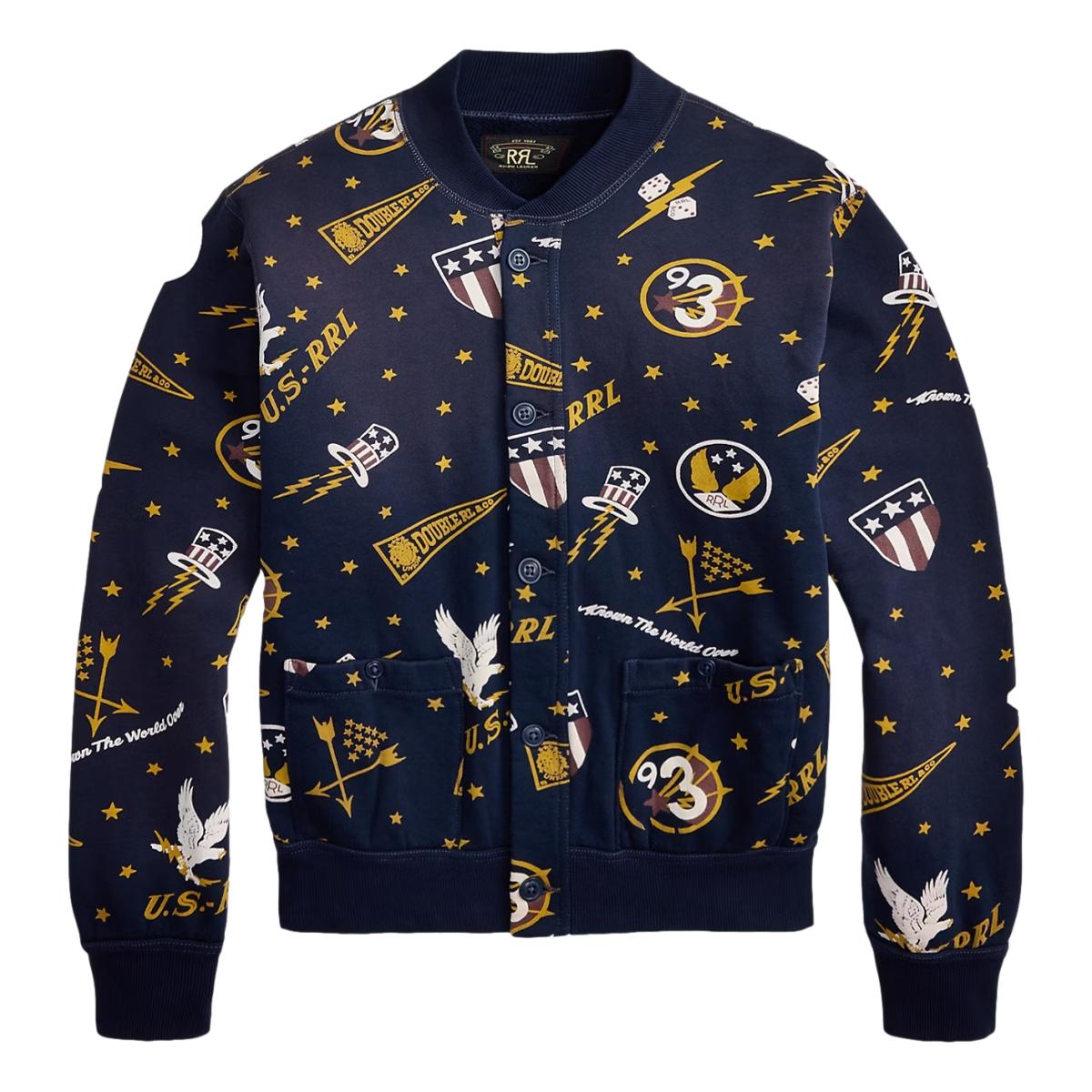 RRL Fleece Graphic Jacket Navy Multi - Milworks