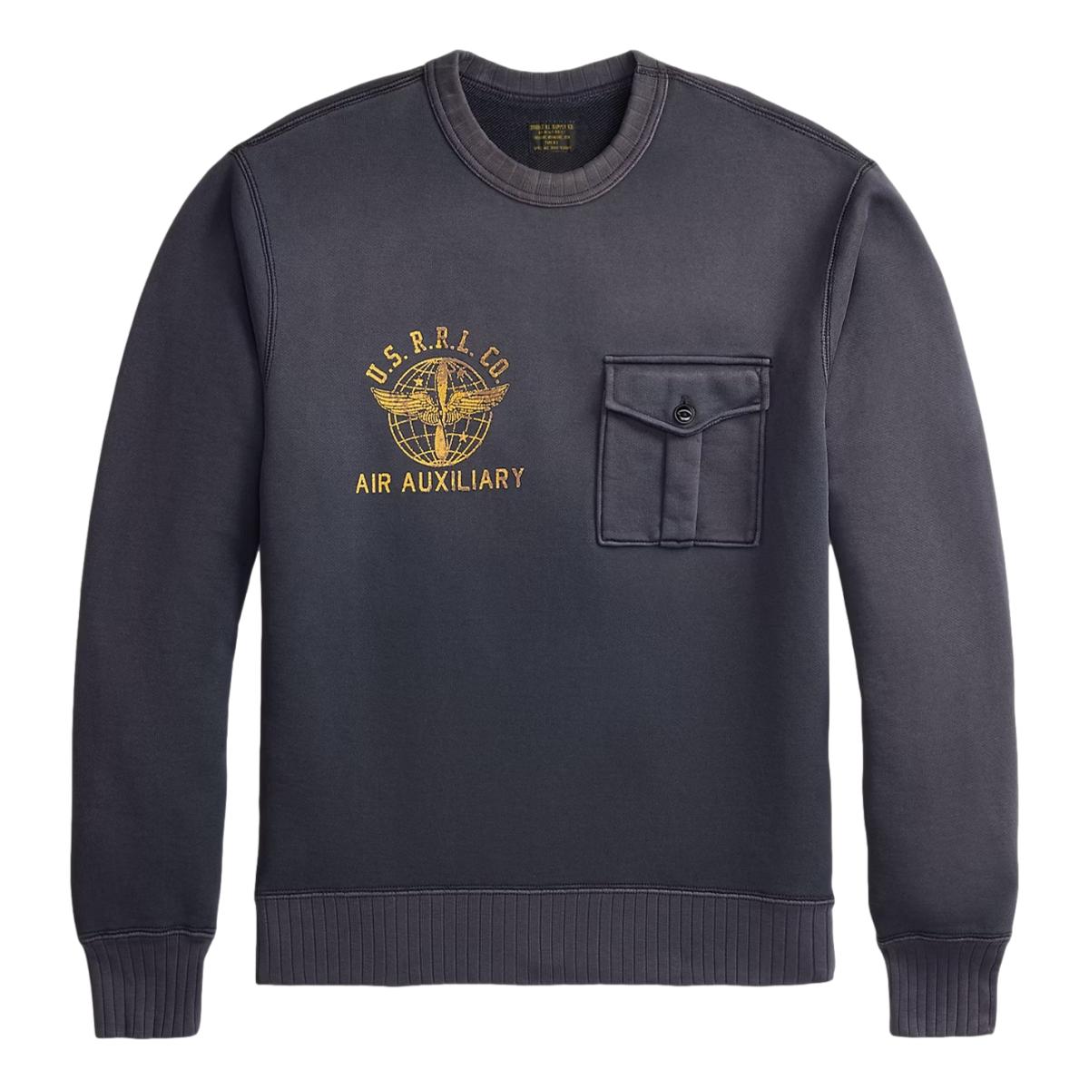 RRL French Terry Graphic Sweatshirt Faded BlueMILWORKS
