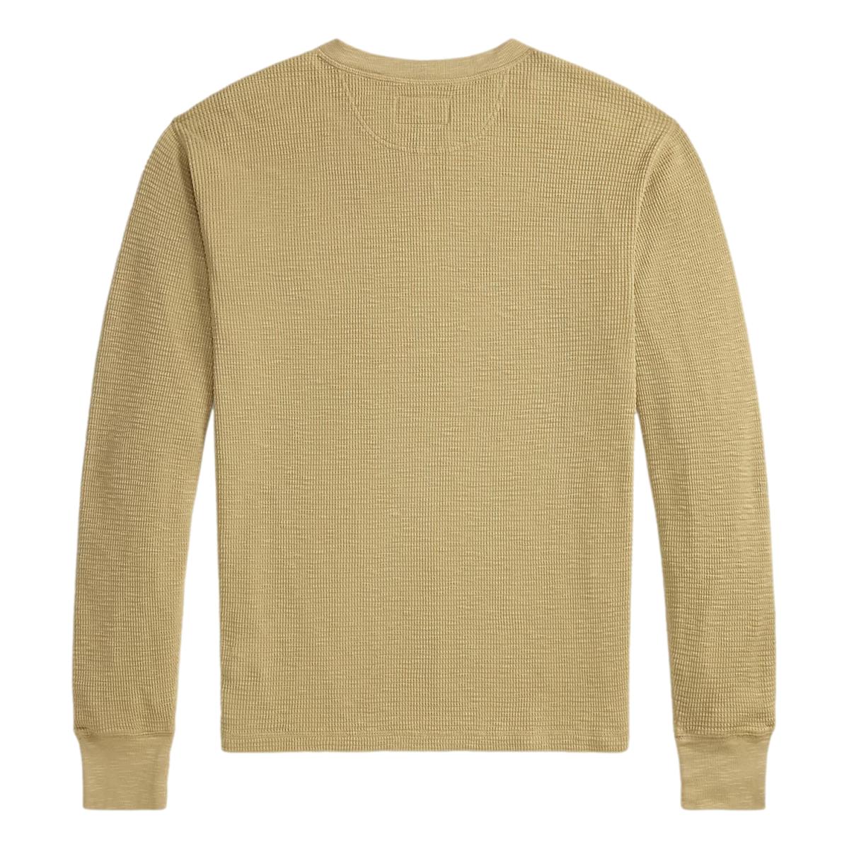 RRL Garment-Dyed Waffle-Knit Henley Shirt Spring Beige MILWORKS