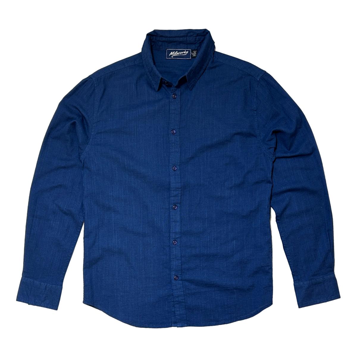 Long Sleeve Linen Shirt Navy