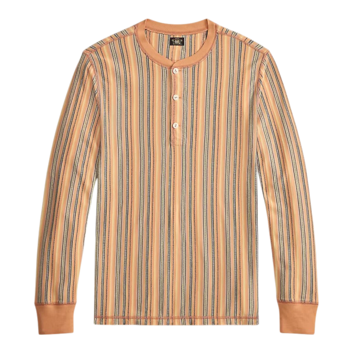 RRL Striped Jacquard Henley Shirt Navy Multi MILWORKS