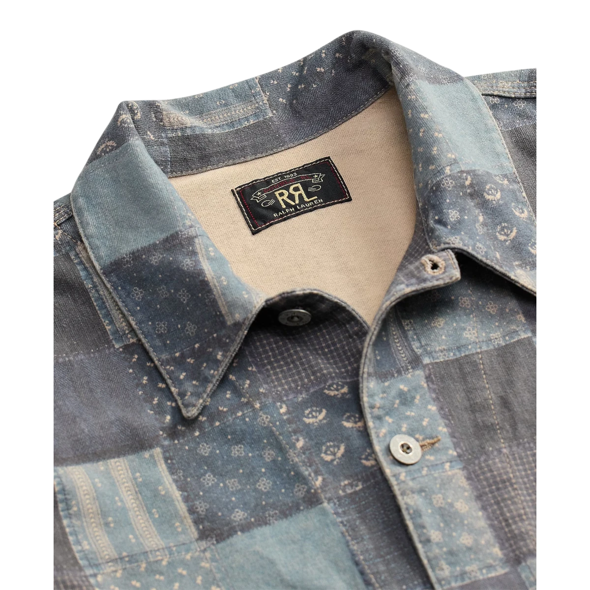 RRL Patchwork-Print Jersey Jacket Navy Multi - MILWORKS