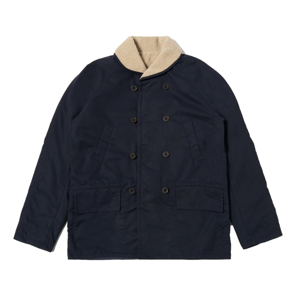 Universal Works - Navy Brushed Polytech Sherpa Reversible Mackinaw