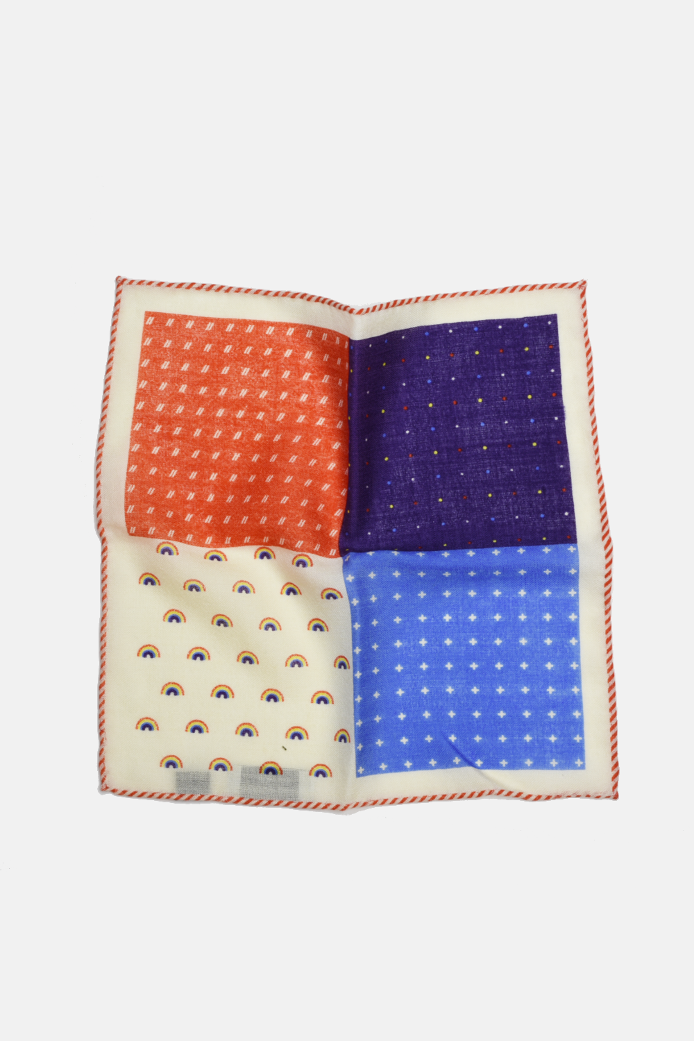 Orange Hem 4 Sided Wool Pocket Square - Pocket Square