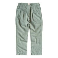 Pleated Cotton Linen Twill Chino Faded Olive