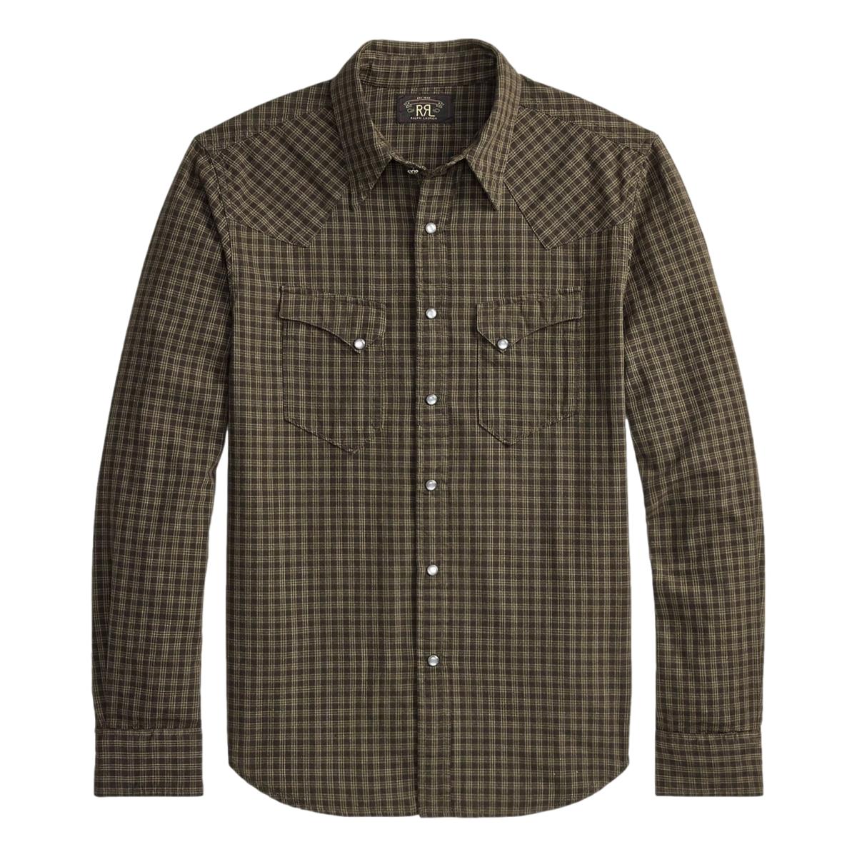 Slim Fit Checked Western Shirt Brown Tan