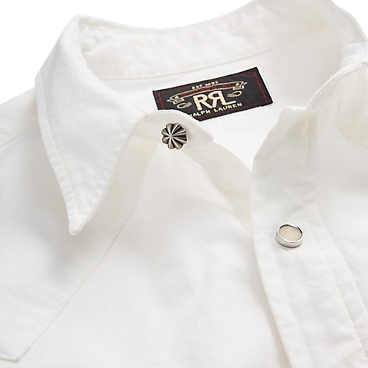 RRL Slim Fit Poplin Western Shirt White - MILWORKS