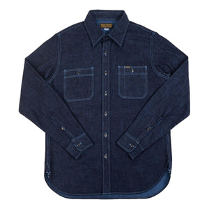 10oz Selvedge Denim Work Shirt Indigo Overdyed Blue -
