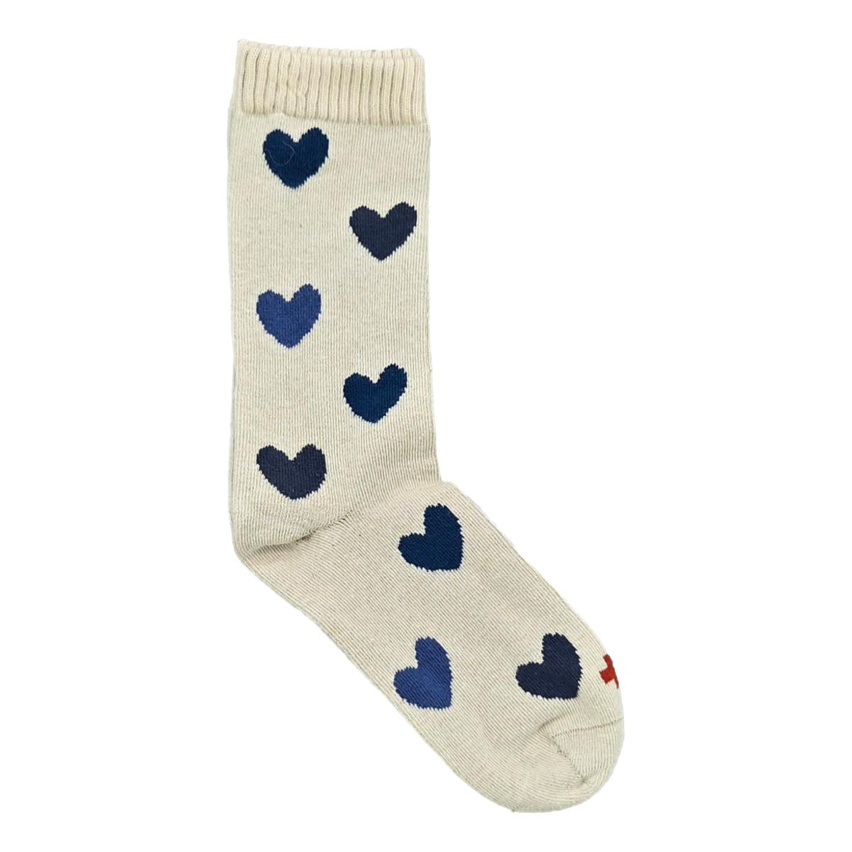 Blue Heart Sock Natural
