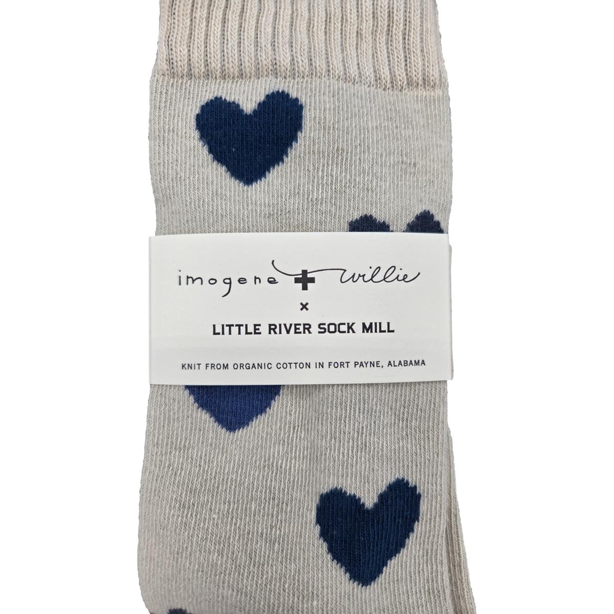 Blue Heart Sock Natural