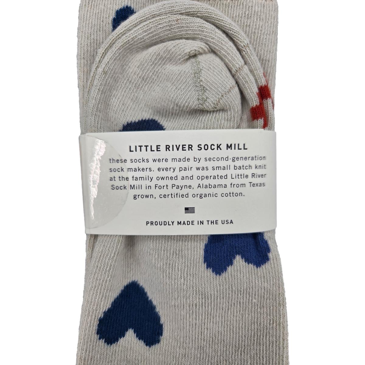 Blue Heart Sock Natural