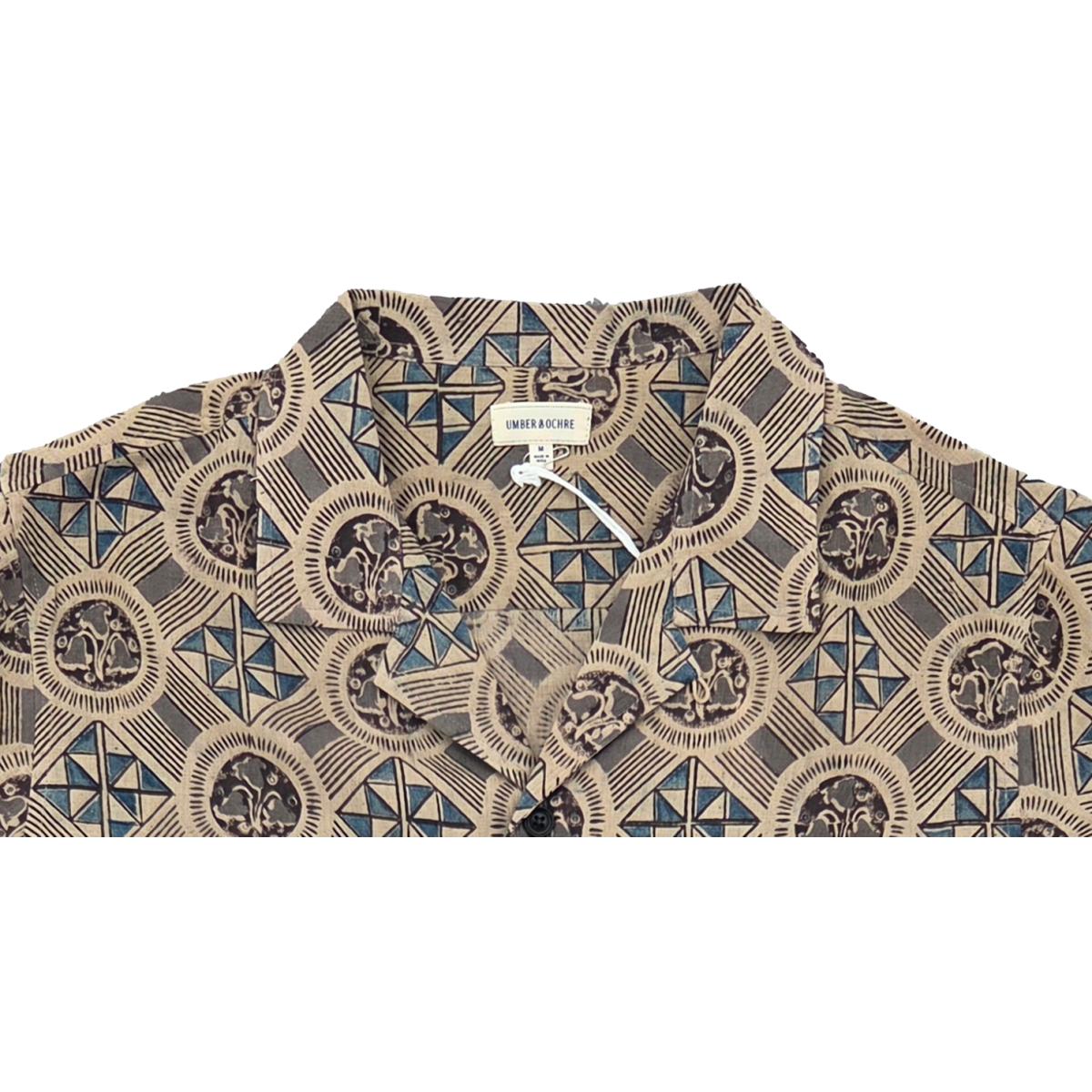 Khushi Camp Shirt Floral Tile Indigo
