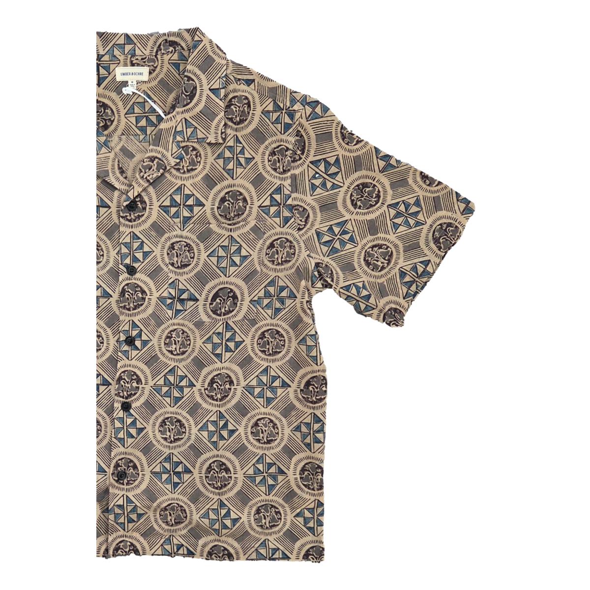 Khushi Camp Shirt Floral Tile Indigo