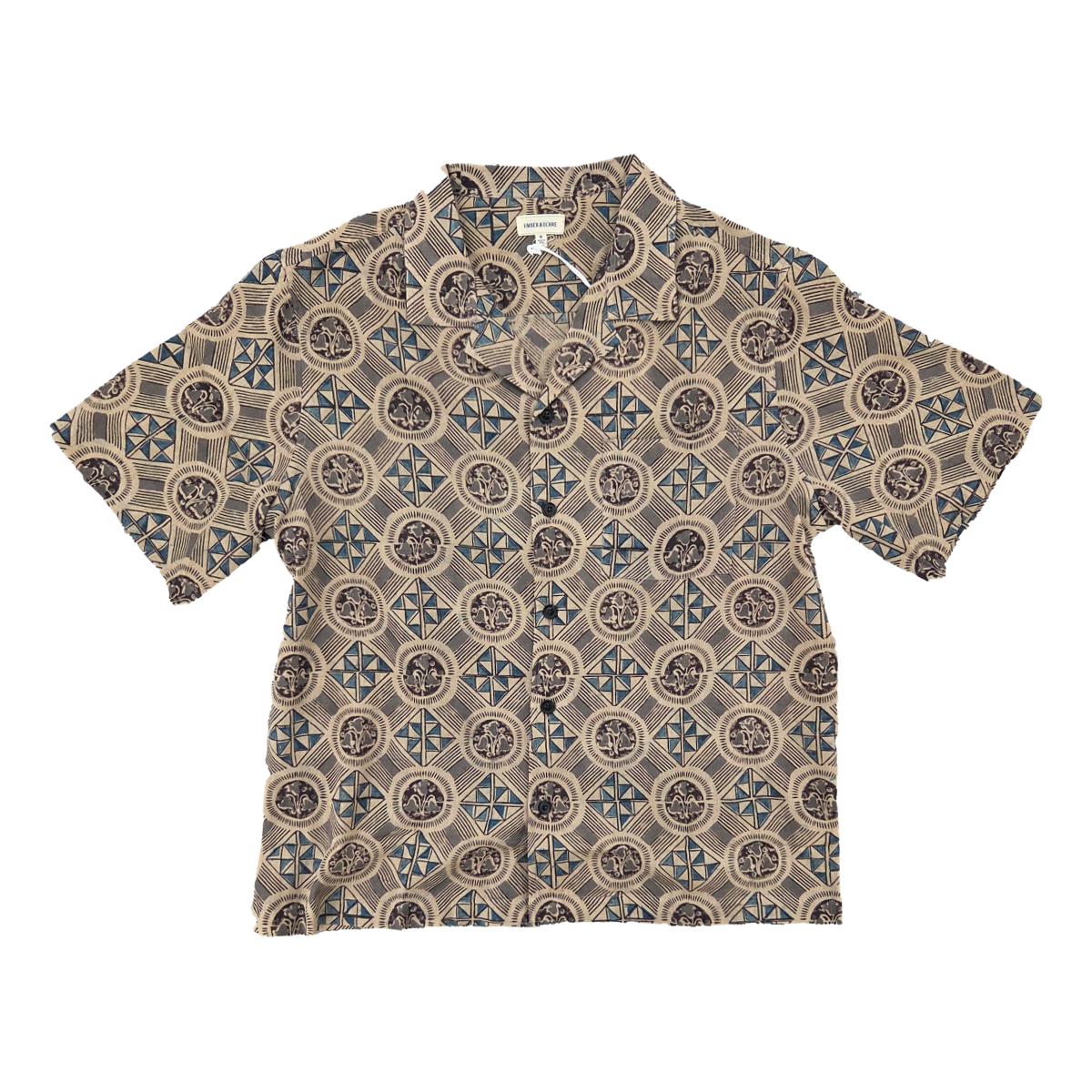 Khushi Camp Shirt Floral Tile Indigo