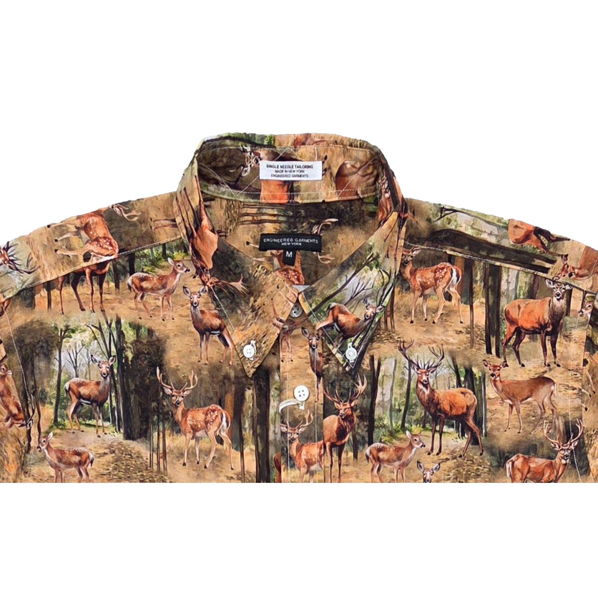 19 Century BD Shirt Brown Cotton Deer Print