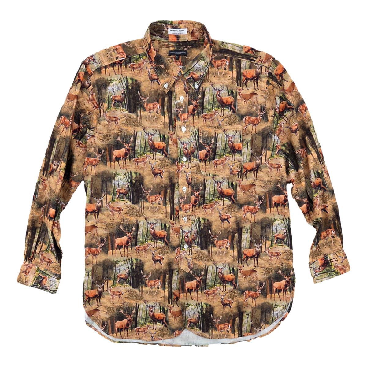 19 Century BD Shirt Brown Cotton Deer Print