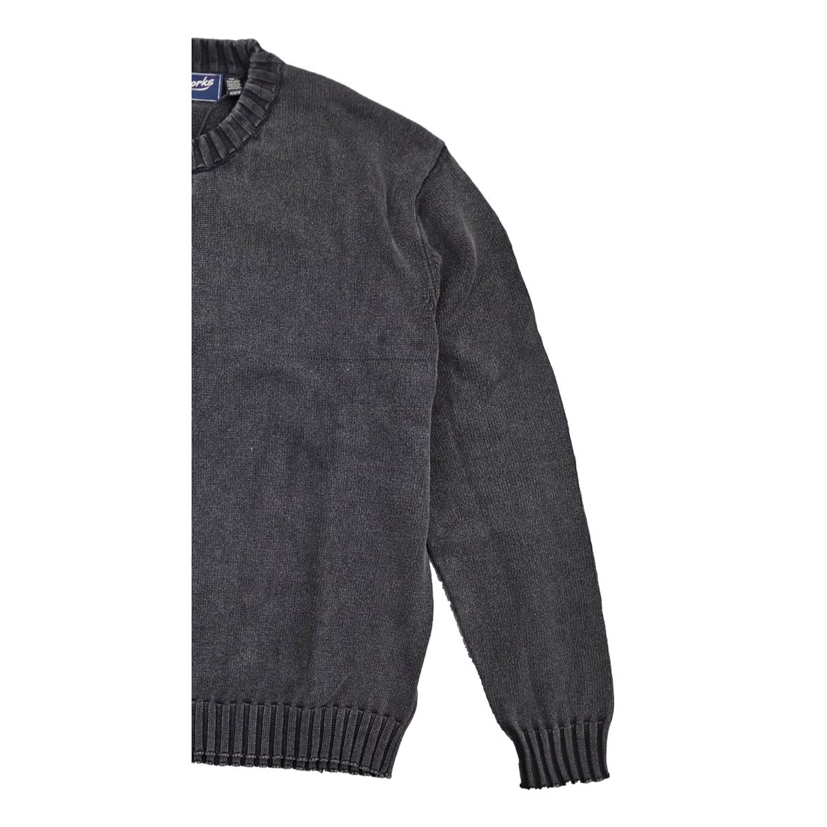 Vintage Washed Cotton Crew Sweater Black