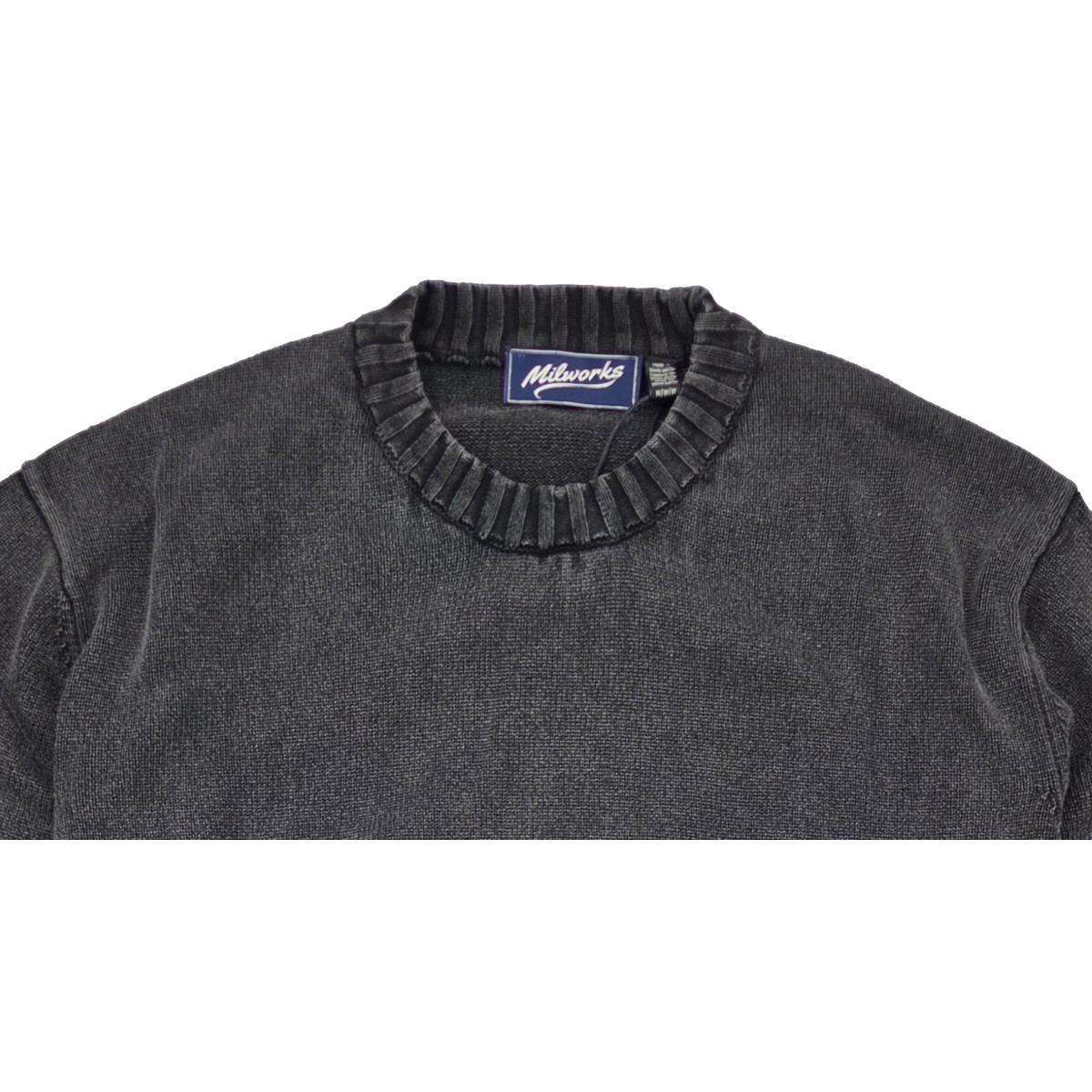 Vintage Washed Cotton Crew Sweater Black