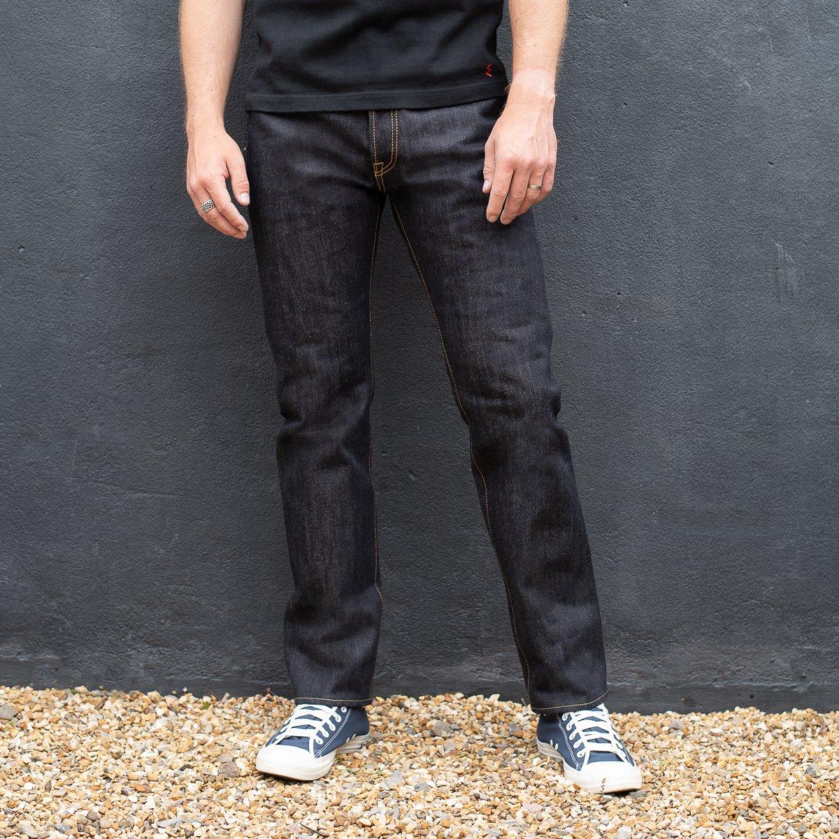 25oz Selvedge Denim Medium High Rise Tapered Cut Jeans