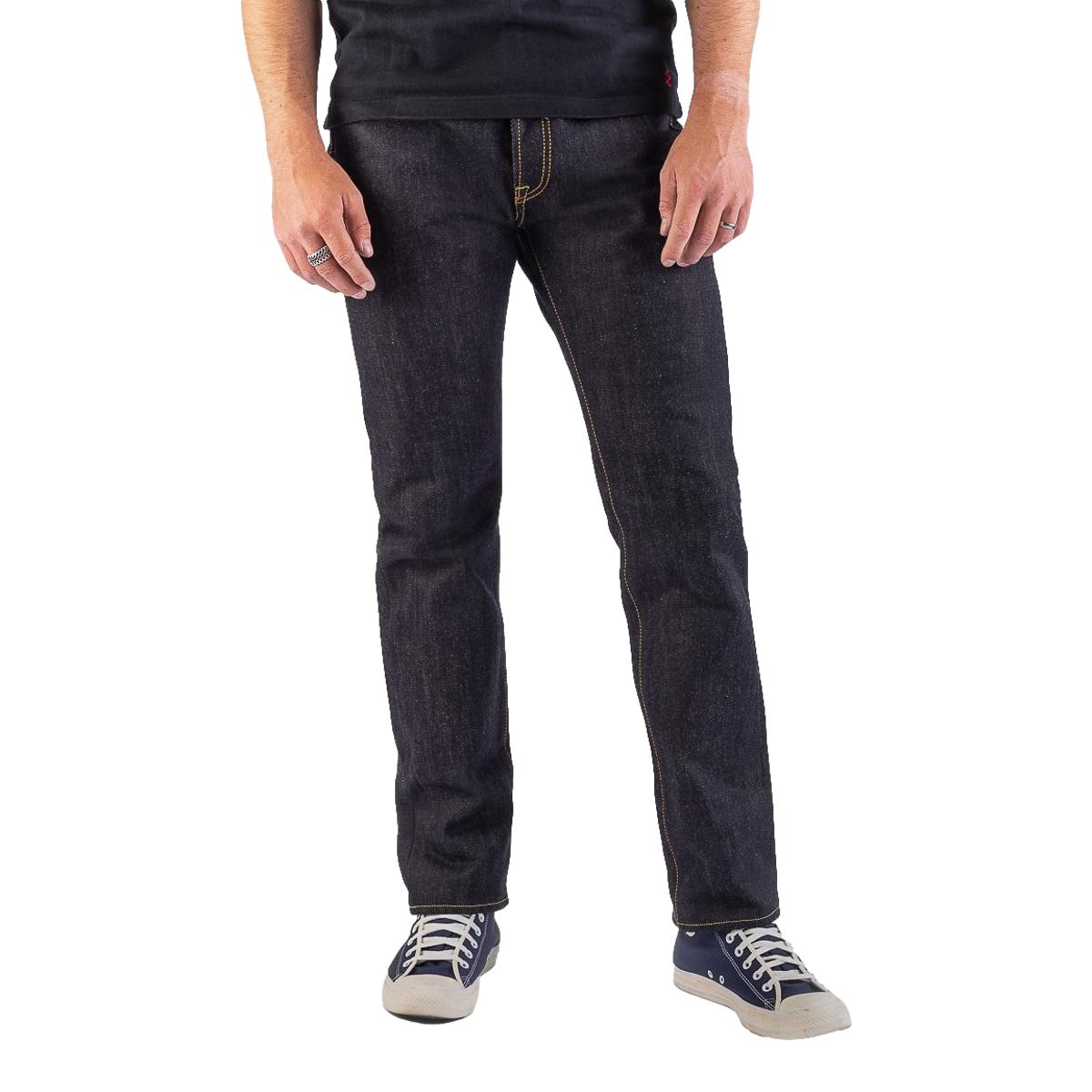 25oz Selvedge Denim Medium High Rise Tapered Cut Jeans Indigo