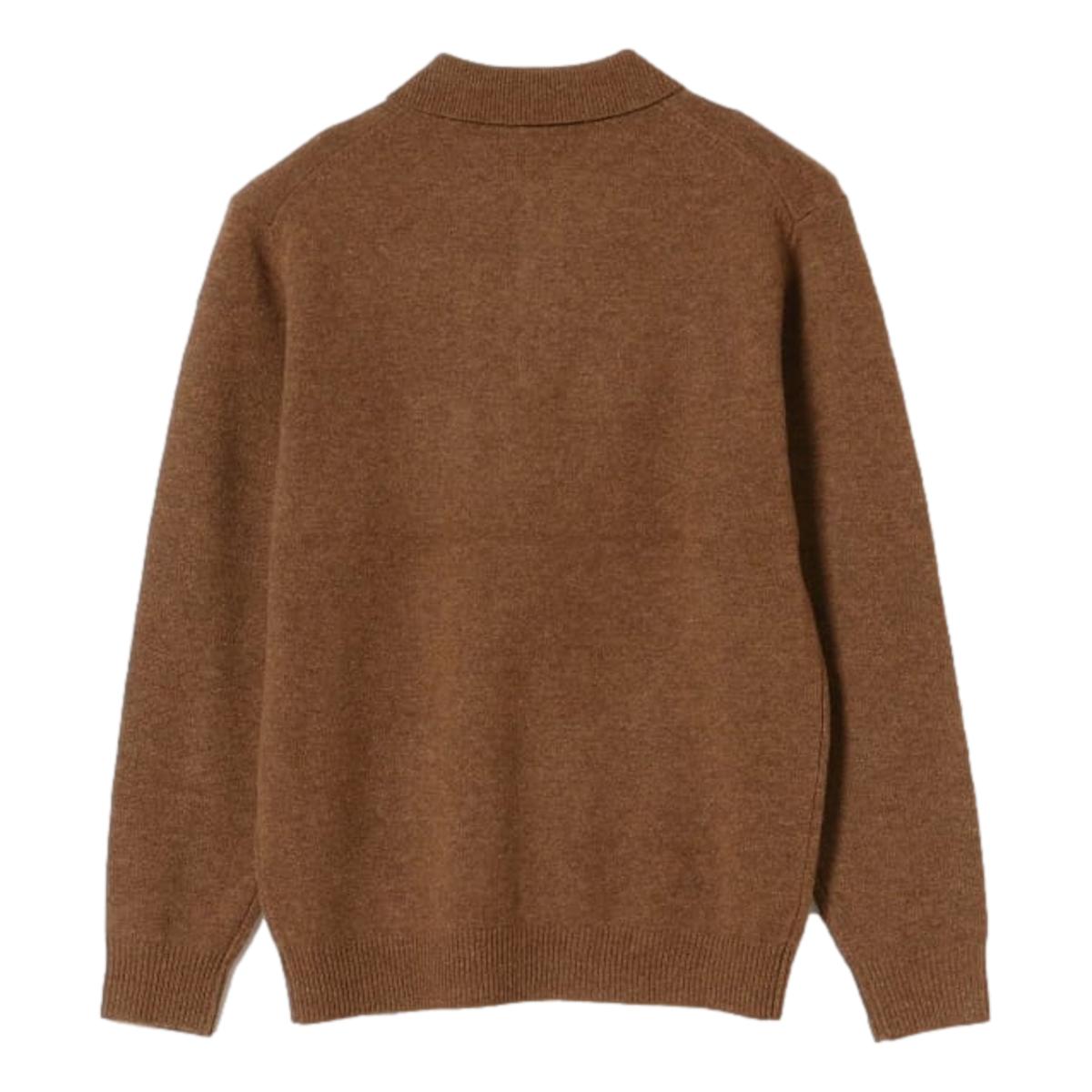 9 Gauge Knit Polo Brown - Sweater