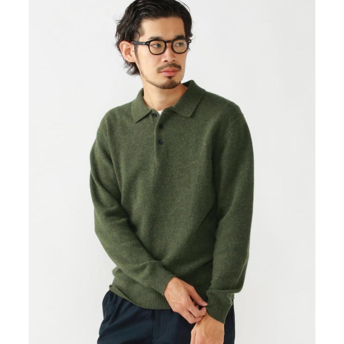 9 Gauge Knit Polo Green - Sweater