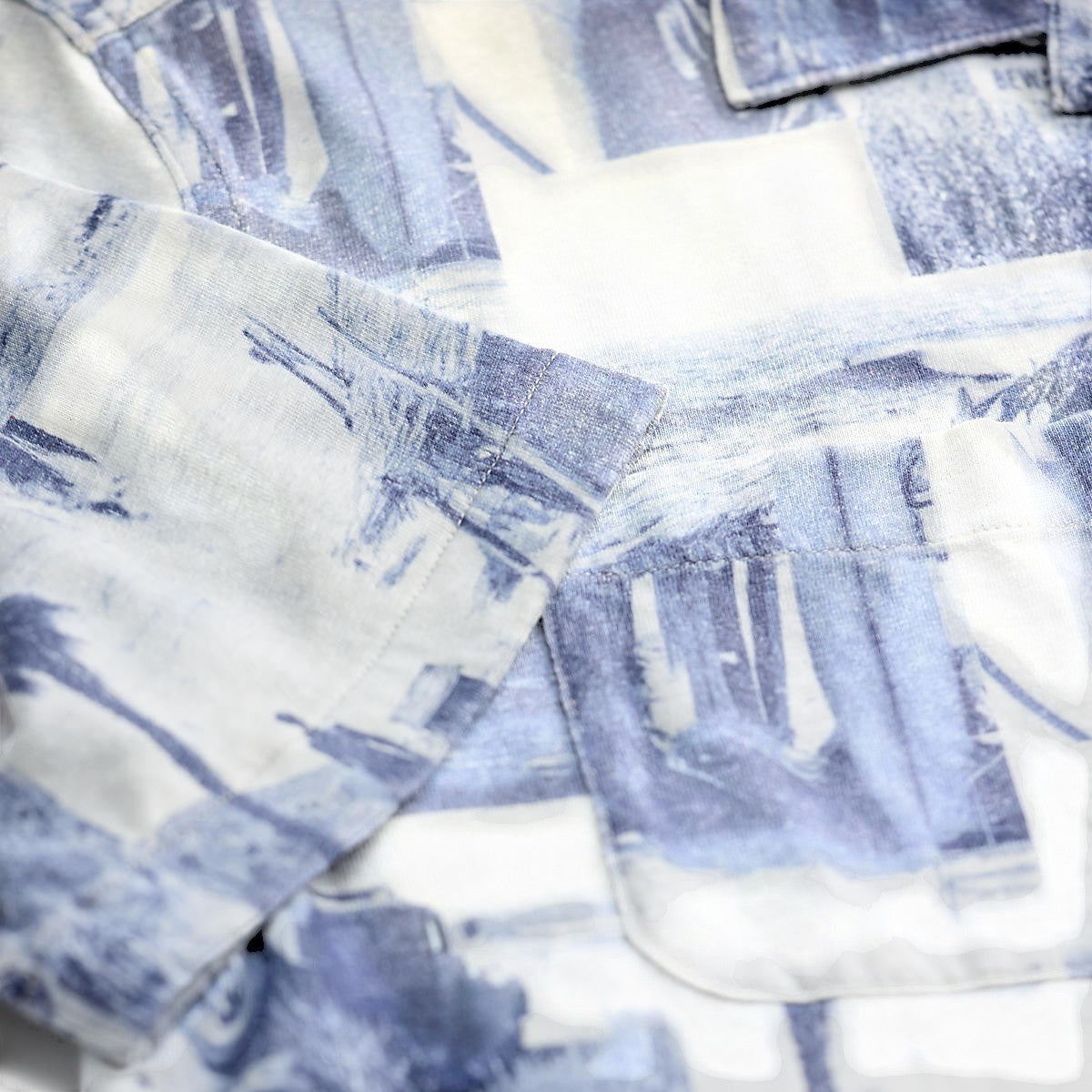 RRL Photo-Print Linen-Cotton Camp Shirt Navy Multi - MILWORKS