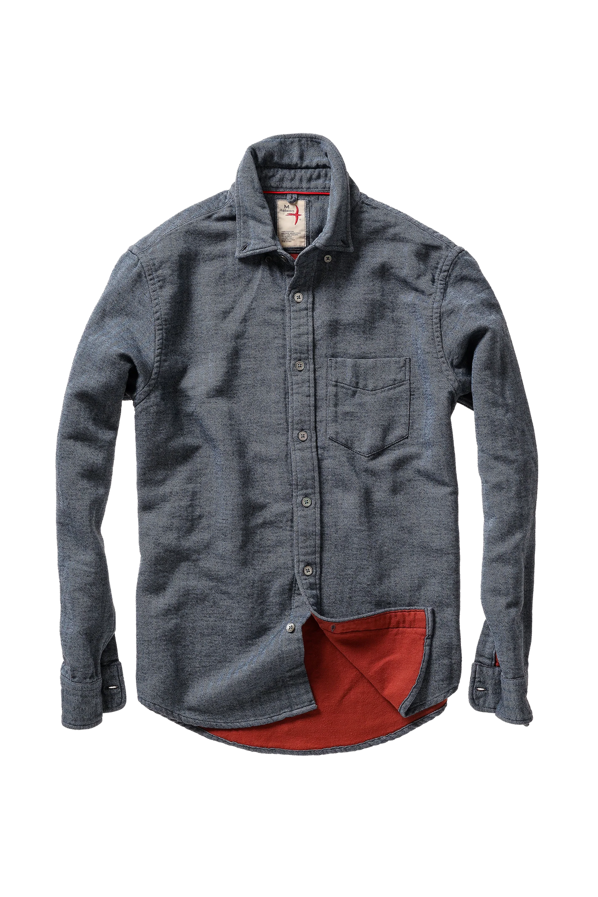 Chamois-Lined Herringbone Flannel Brt Navy Herringbone