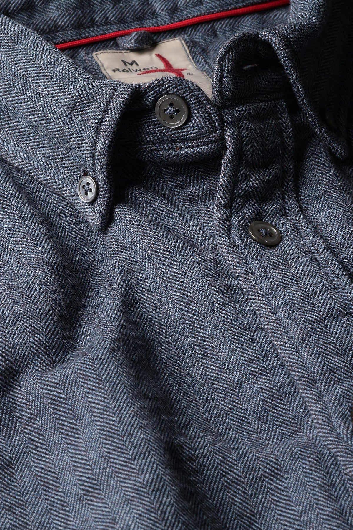 Chamois-Lined Herringbone Flannel Brt Navy Herringbone