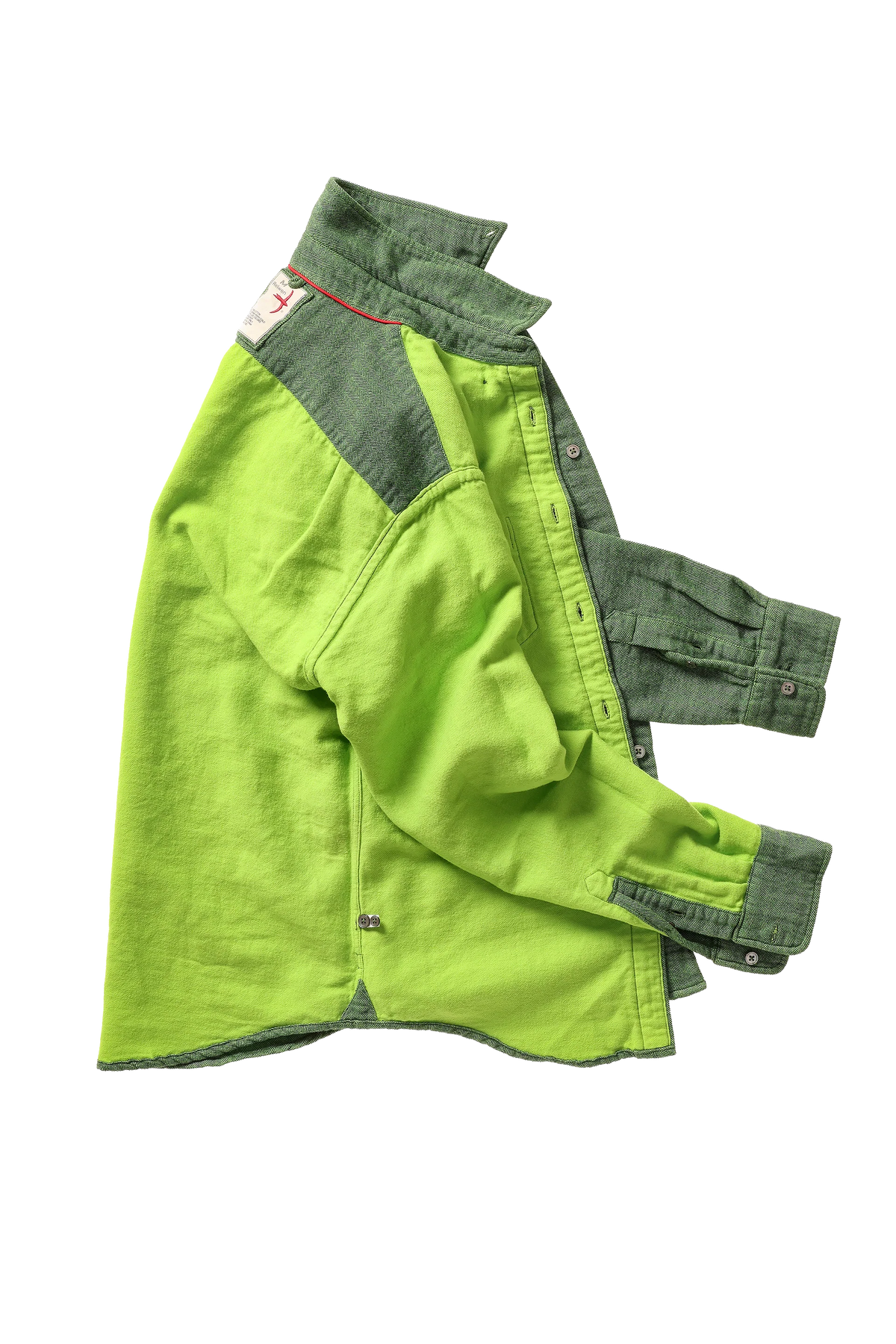 Chamois-Lined Herringbone Flannel Brt Olive Herringbone