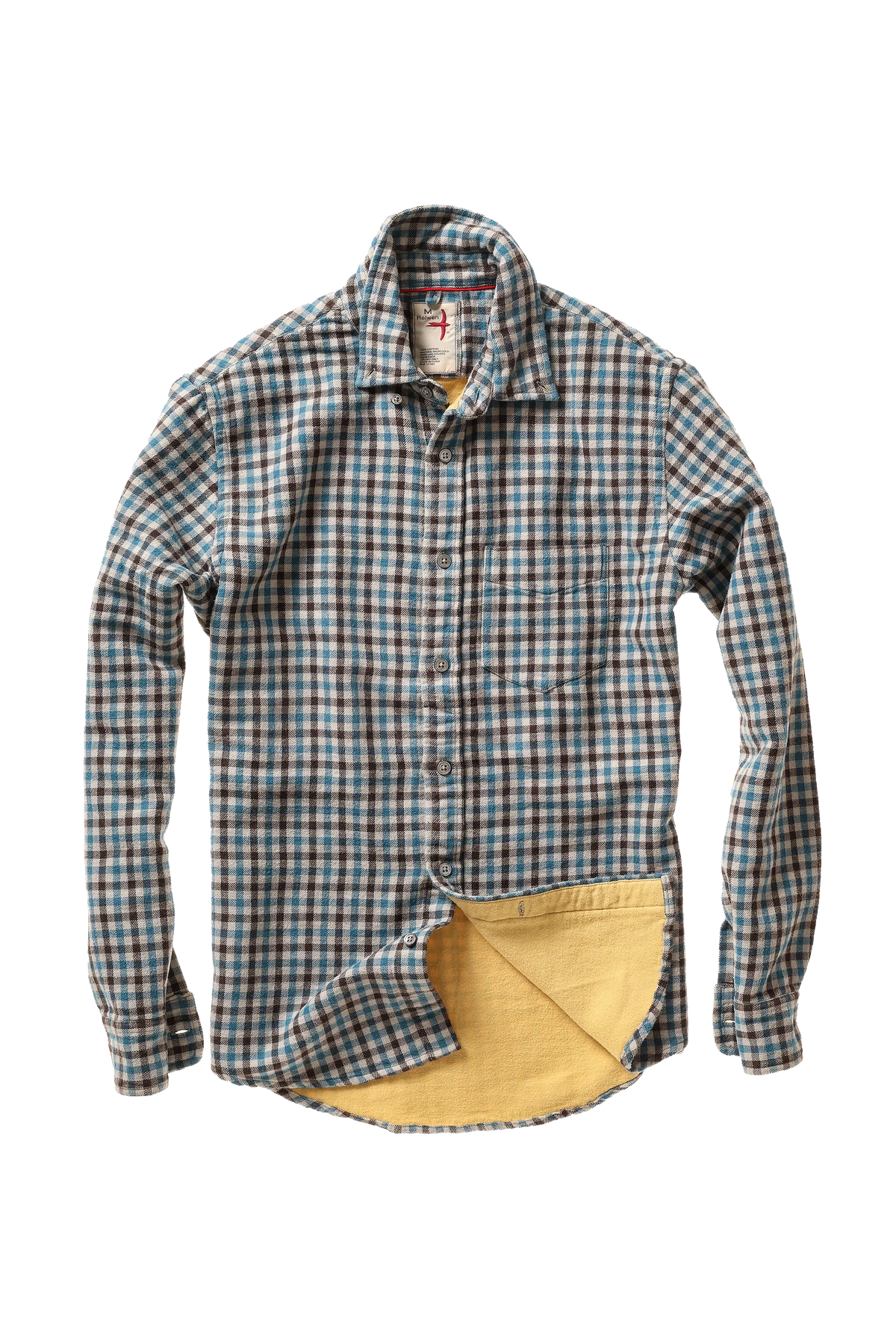 Chamois-Lined Flannel Cement Blue Brown Gingham