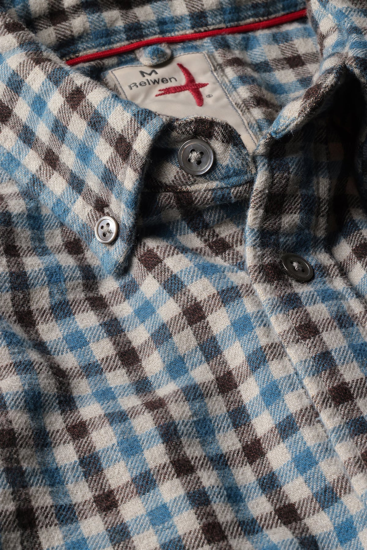 Chamois-Lined Flannel Cement Blue Brown Gingham