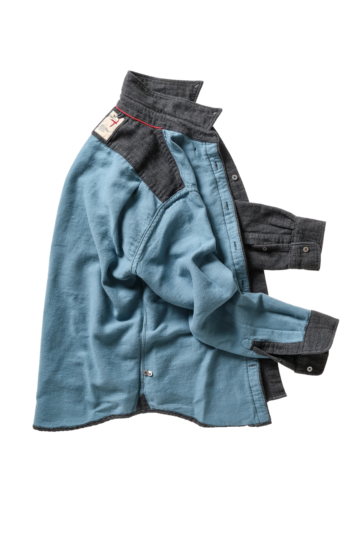 Chamois-Lined Herringbone Flannel Charcoal Herringbone