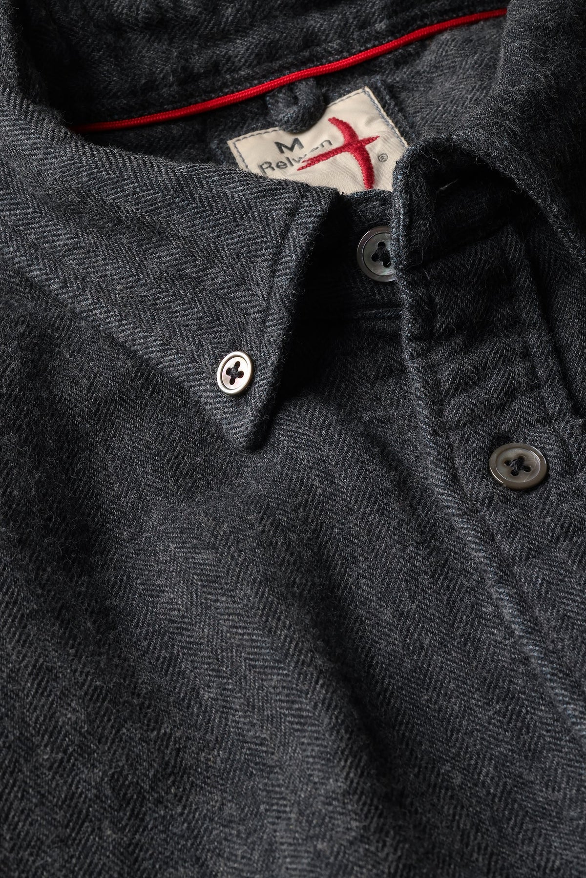 Chamois-Lined Herringbone Flannel Charcoal Herringbone