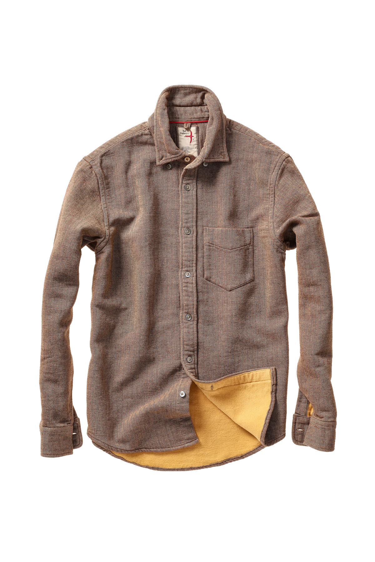 Chamois-Lined Herringbone Flannel Lt Brown Herringbone