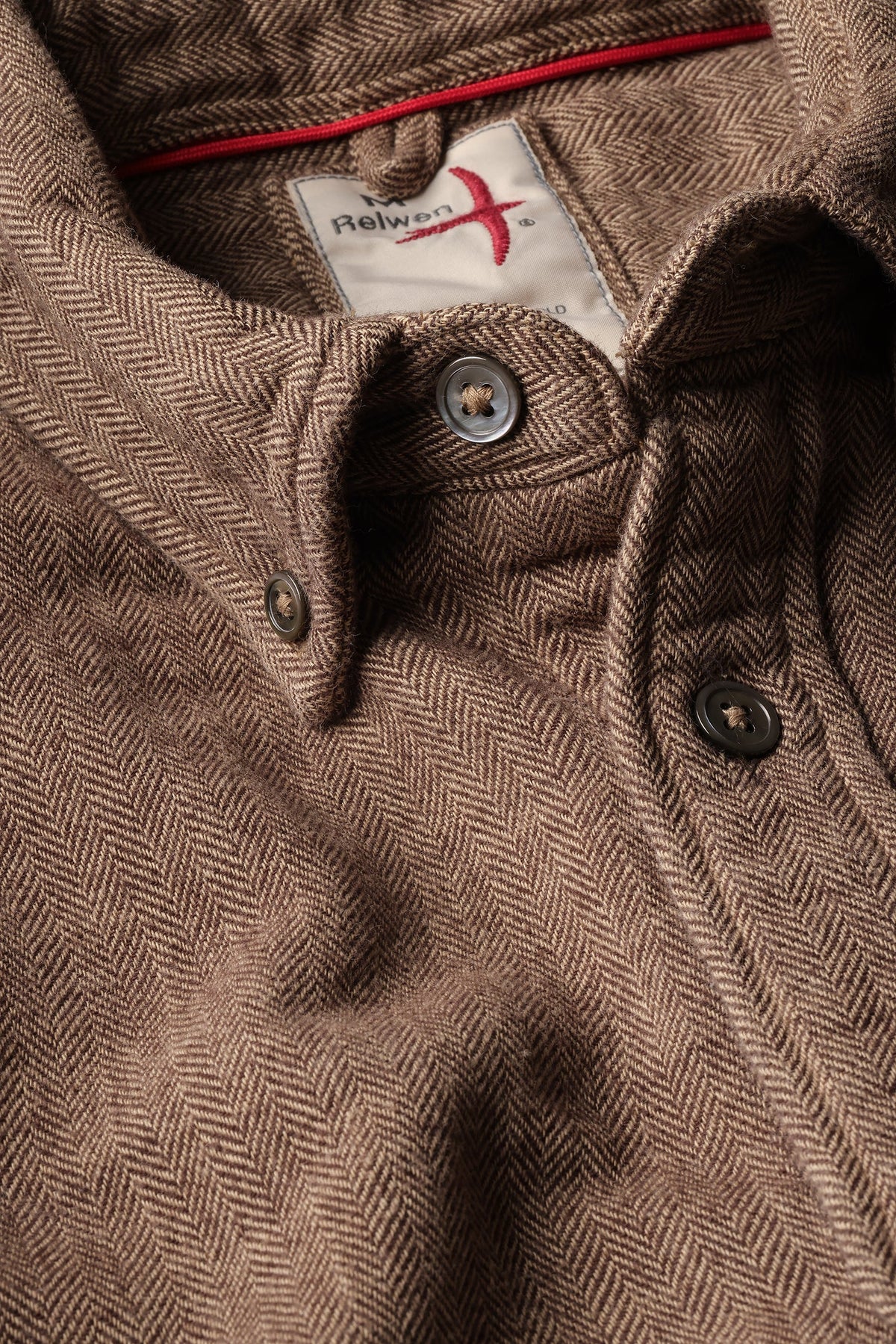 Chamois-Lined Herringbone Flannel Lt Brown Herringbone