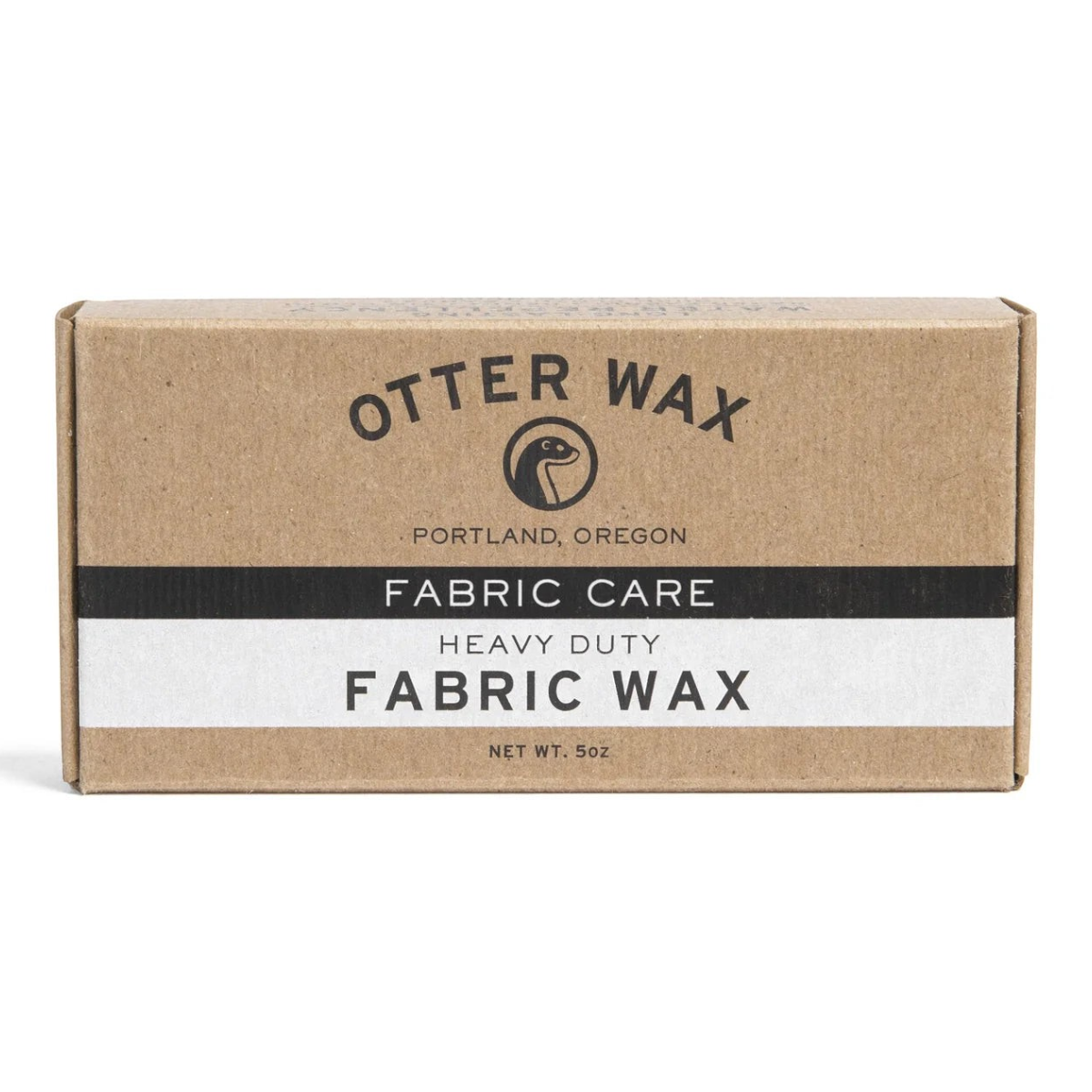MILWORKS Otter Wax heavy duty fabric wax bar in a brown cardboard box for waterproofing canvas and outdoor gear.