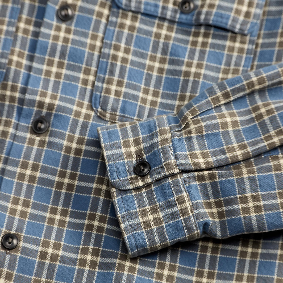 RRL Plaid Twill Camp Shirt Blue Grey - MILWORKS