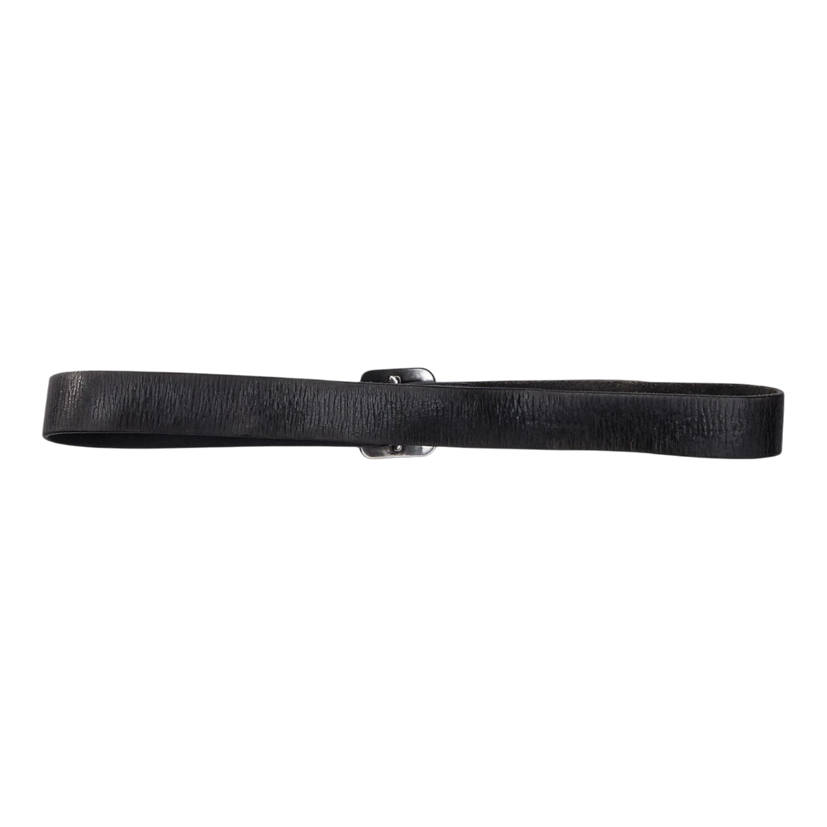 RRL vintage black vegetable-tanned leather belt with hand-burnished finish and custom single-prong buckle