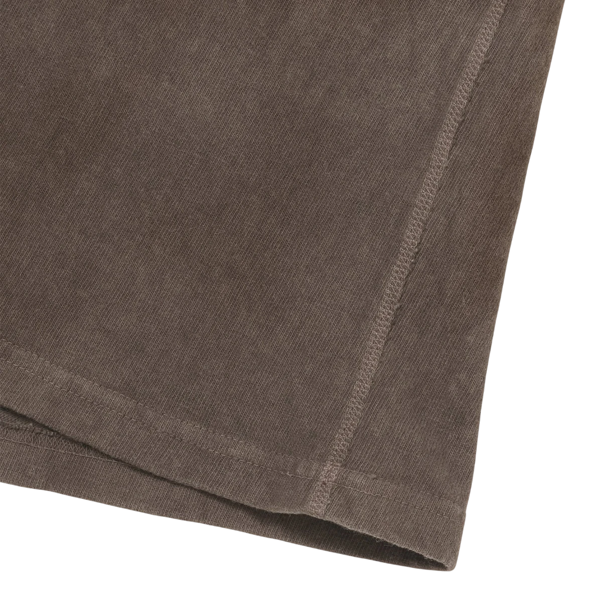Wonder looper Amami hand-dyed recycled cotton slub t-shirt in a dark earthy tone with visible flat side seam construction.