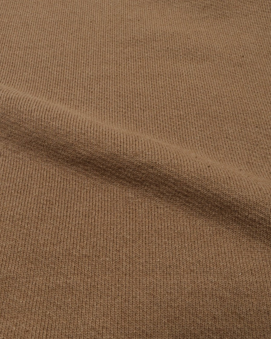 MILWORKS Coyote 80 Foxfibre cotton French terry fabric with a deep earthy brown tone and textured knit surface