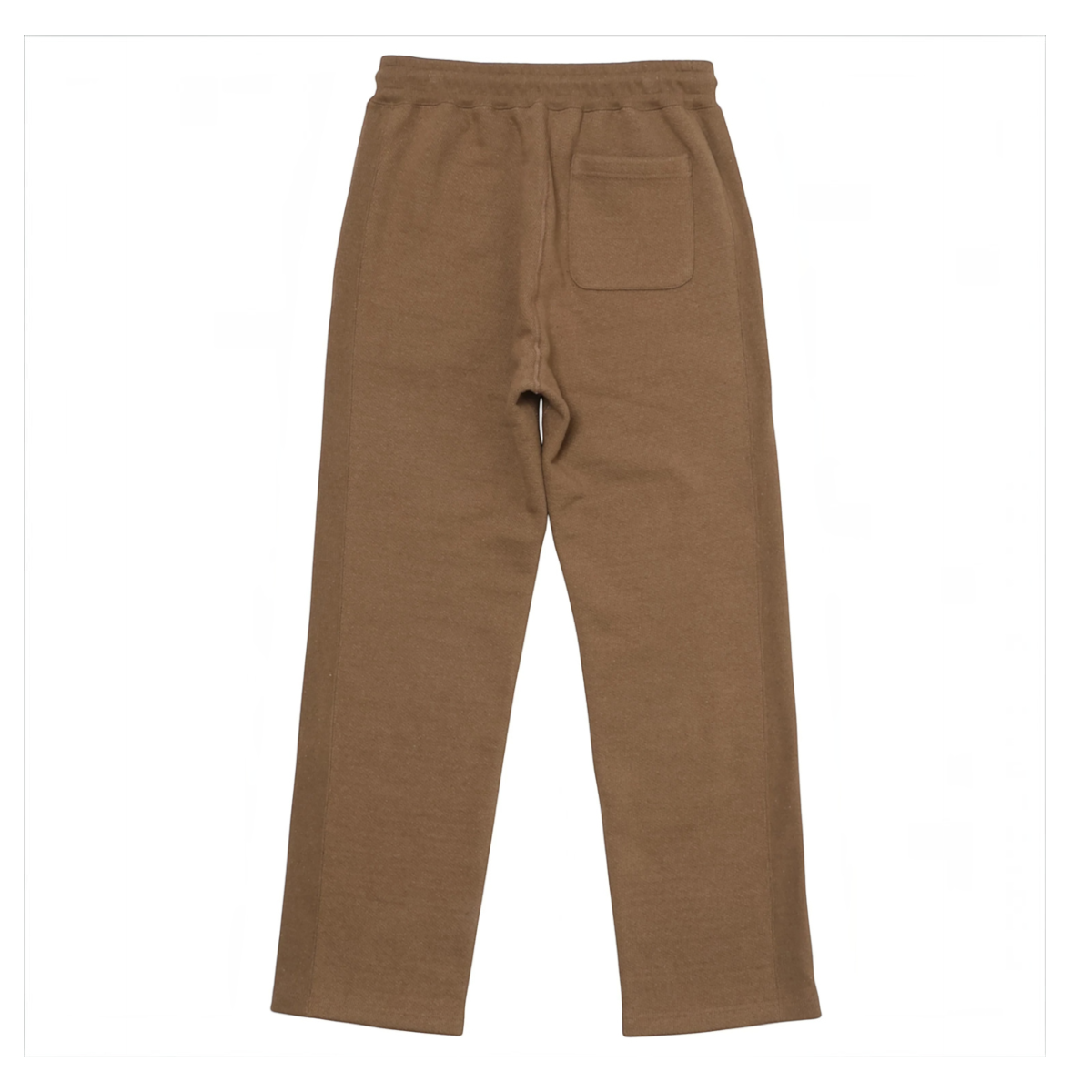 MILWORKS coyote brown heavy French terry sweatpants with a straight leg fit and rear patch pocket, back view.