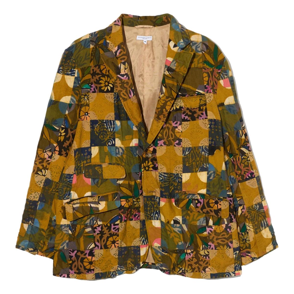 Andover Jacket Olive Cotton Multi Pattern Patchwork - Blazer