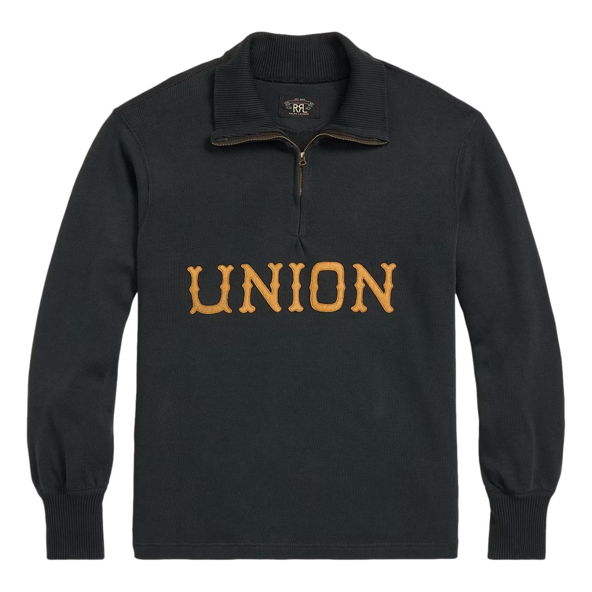 Appliquéd Jersey Quarter-Zip Pullover Faded Black