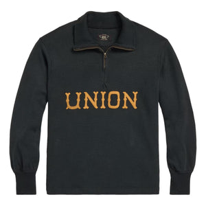 Appliquéd Jersey Quarter-Zip Pullover Faded Black